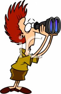 4106 Shocked Secretary Looking Through Binoculars Clipart Image Jpg
