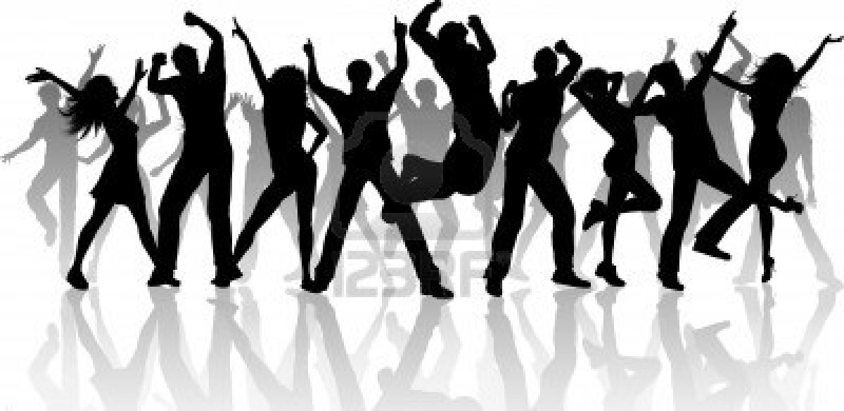 7933828 Silhouette Of A Large Group Of People Dancing On A White