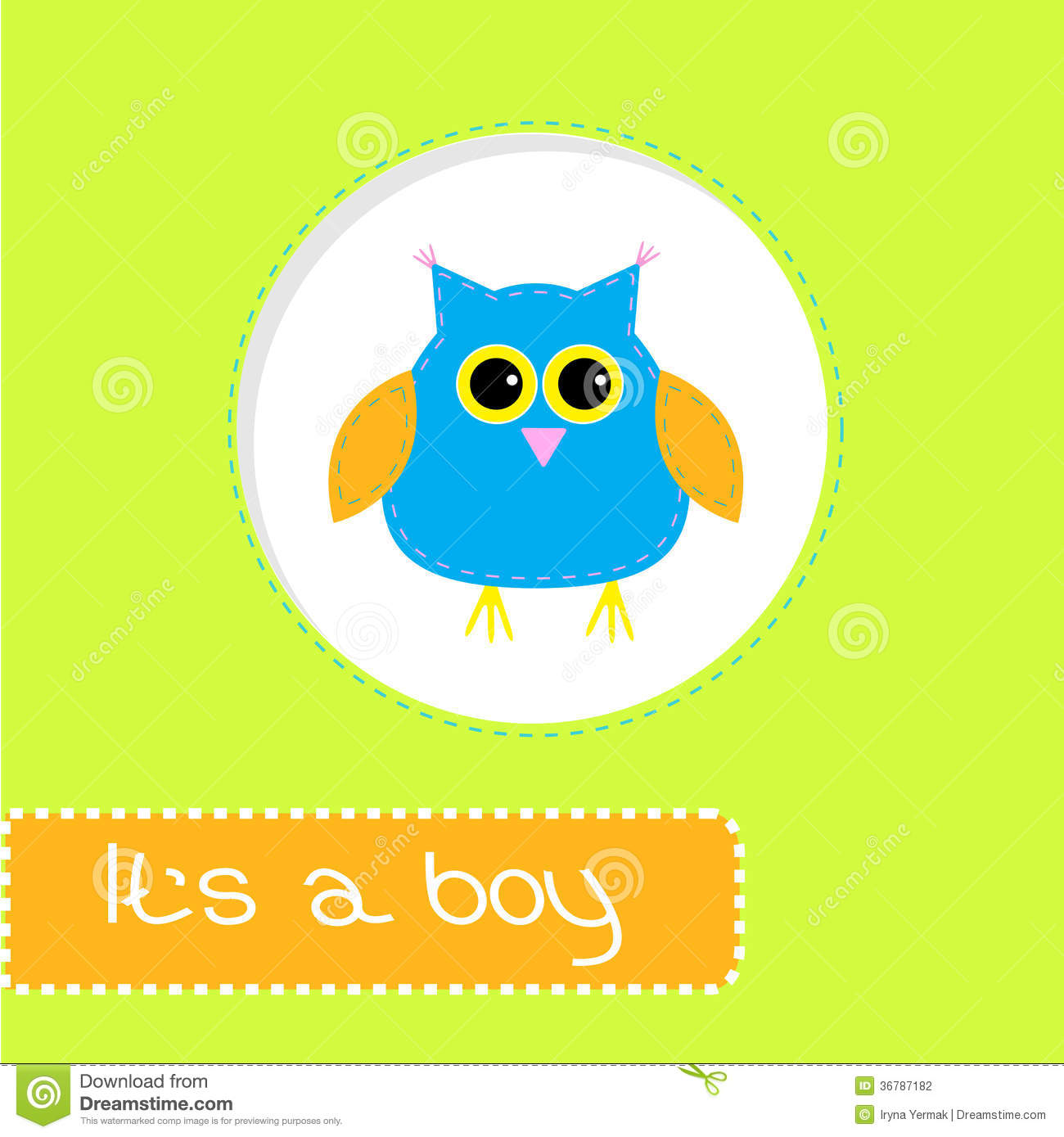 Baby Shower Card With Blue Owl  Its A Boy Stock Photography   Image
