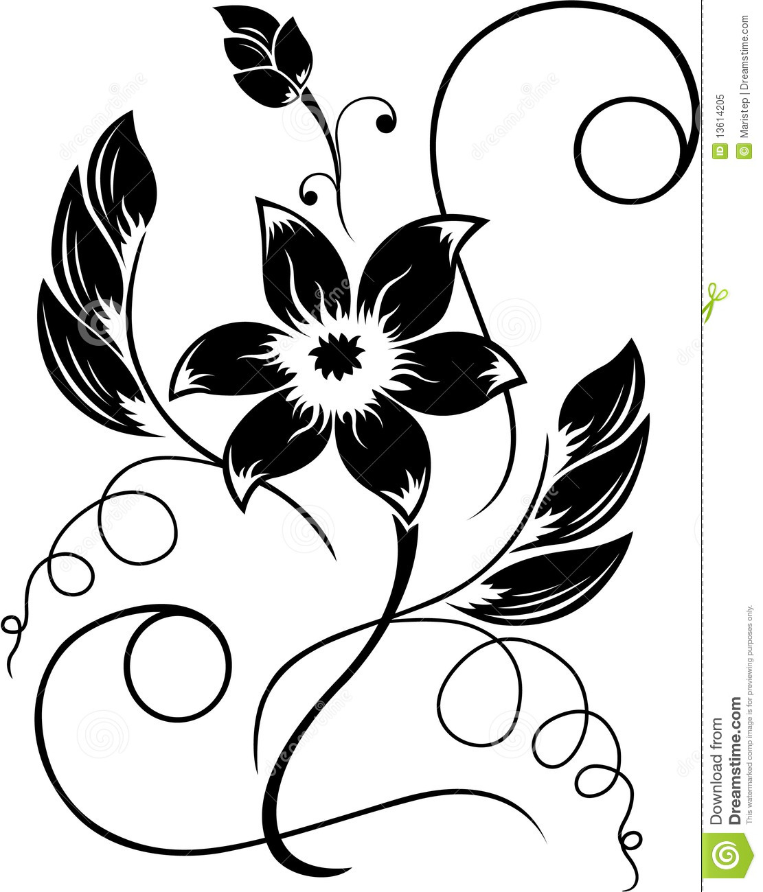 Black And White Flower Drawing Flower Black White Pattern 13614205 Jpg