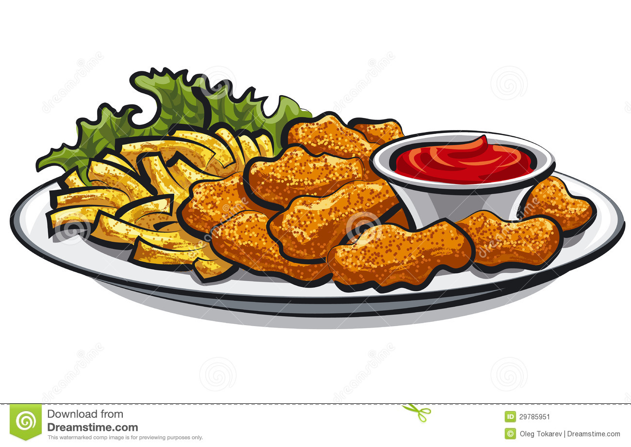 Fried Chicken Nuggets And Fries Stock Image   Image  29785951