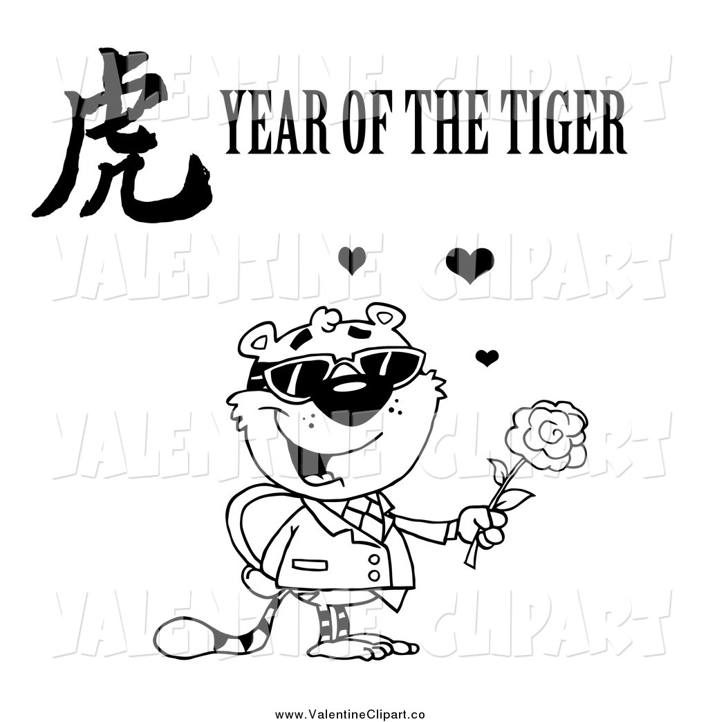 Larger Preview  Vector Clip Art Of A Black And White Valentine Tiger    