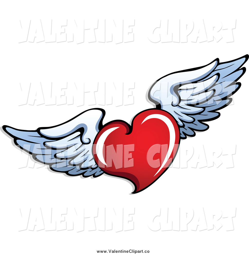 Larger Preview  Vector Clip Art Of A Red Valentine Heart Flying White