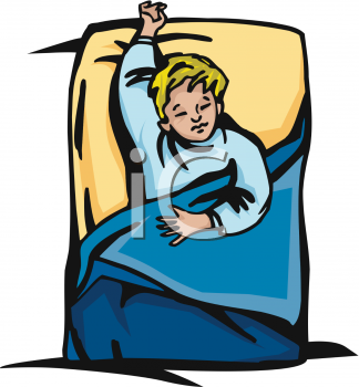 Child Taking Nap In Bed   Royalty Free Clip Art Image