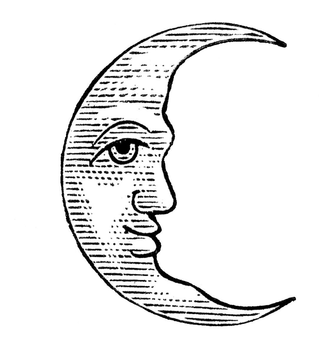 Clip Art   Man In The Moon   Crescent And Full   The Graphics Fairy