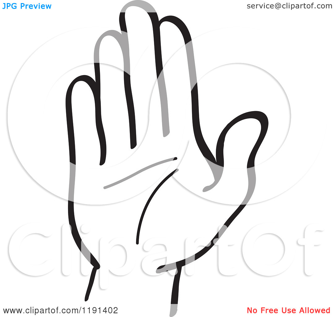 Clipart Hand Clipart Of A Black And White Hand Gesturing Stop Royalty
