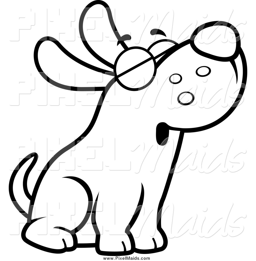 Clipart Of A Black And White Dog Howling By Cory Thoman    95324