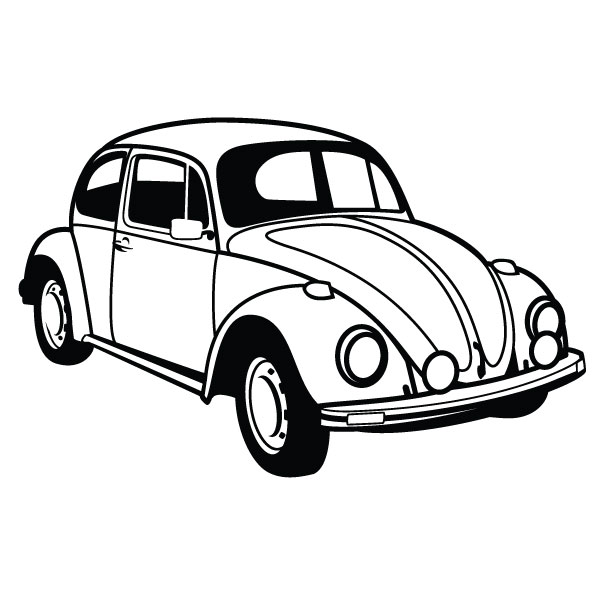 Vw Bug Clipart Black And White Vw Beetle Car Vector   Clipart