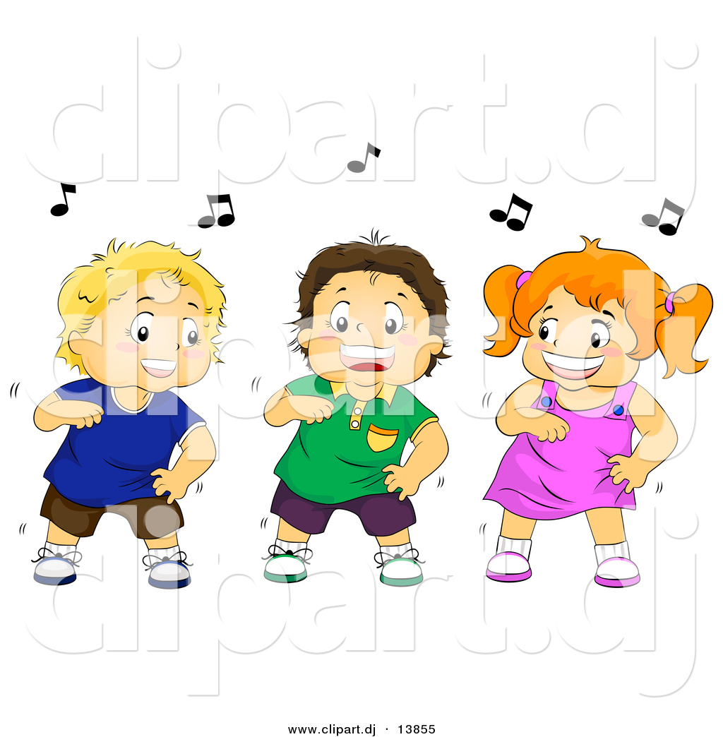 Cartoon Vector Clipart Of A Happy Girl Dancing With Two Boys By Bnp