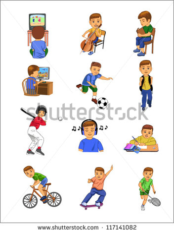 Child Doing Different Activities Stock Vector Illustration 117141082