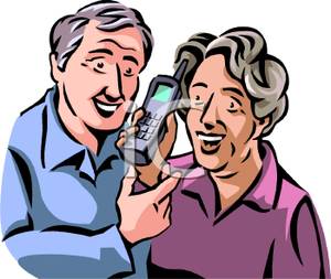 Of Grandparents Talking On The Phone   Royalty Free Clipart Picture