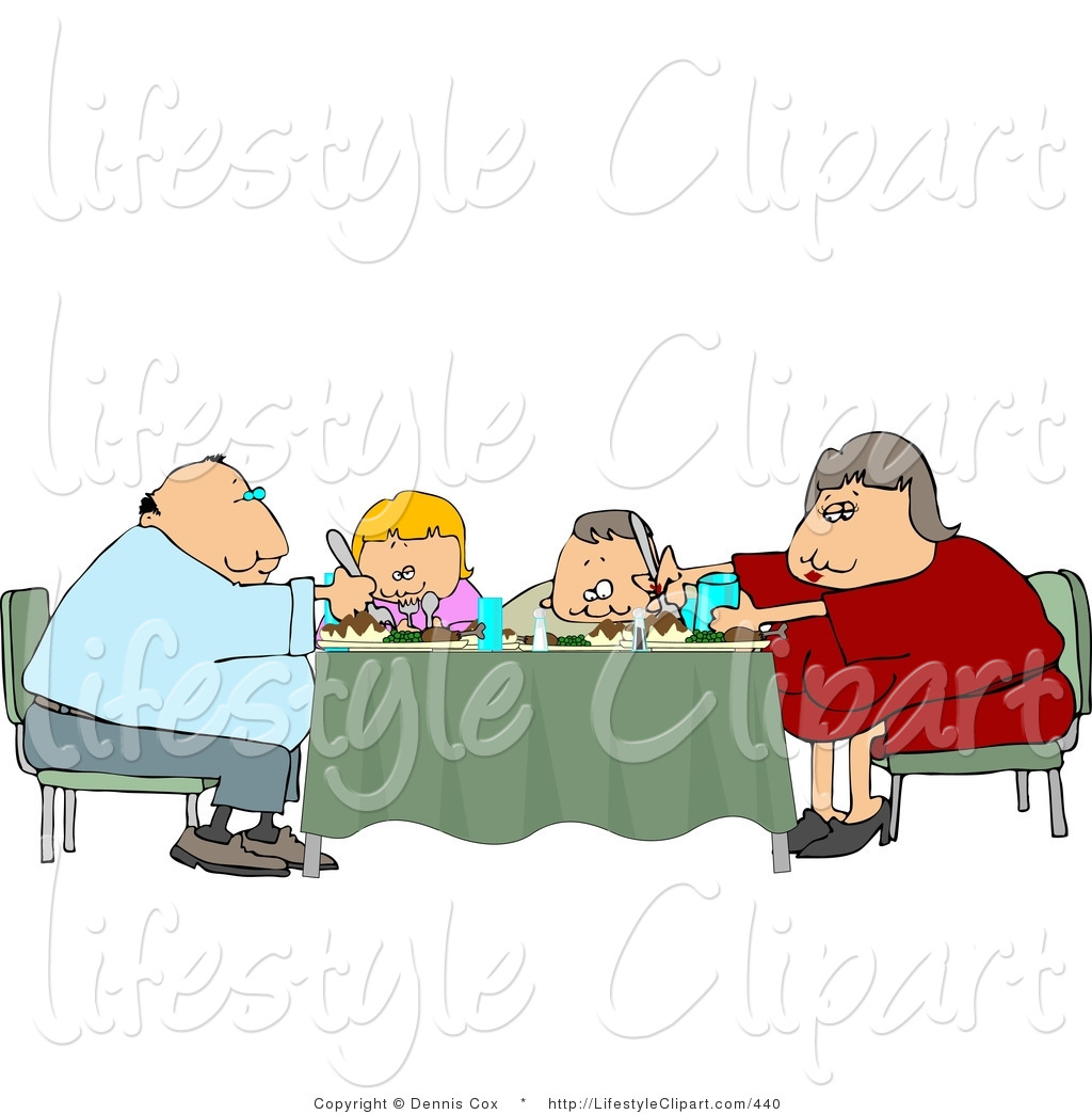 Preview  Lifestyle Clipart Of A Family Sitting And Eating Dinner Meal