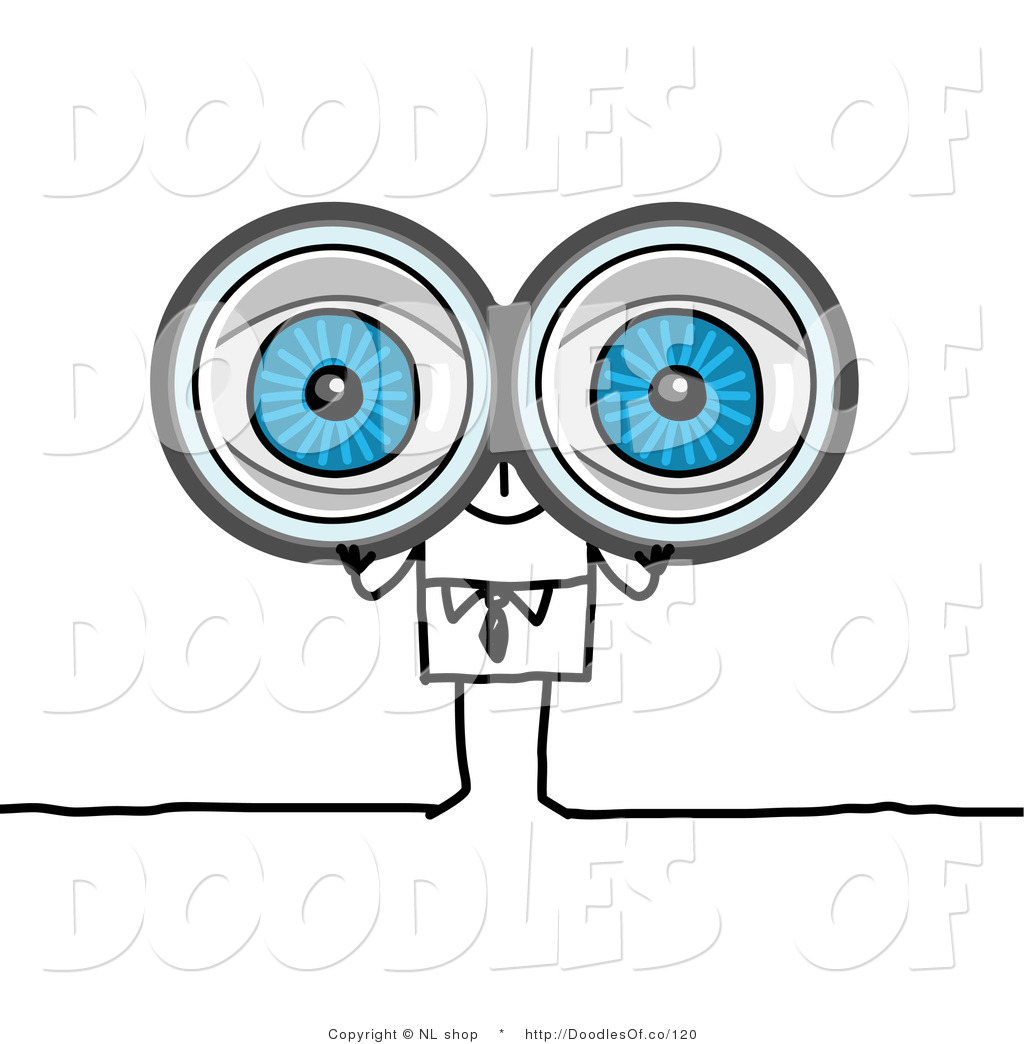 Vector Clipart Of A Big Eyed Stick Person Business Man Looking Through