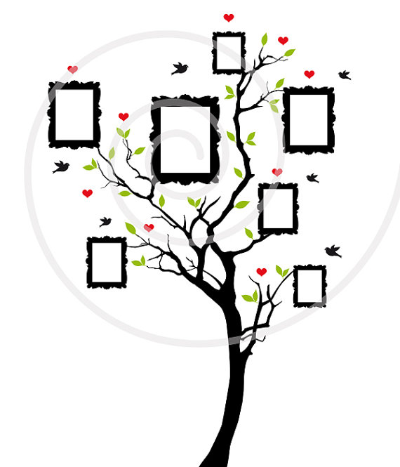 Family Tree Blank Vintage Picture Frames Digital Clip Art Clipart