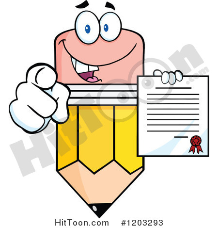Holding A Contract And Pointing   Royalty Free Vector Clipart  1203293