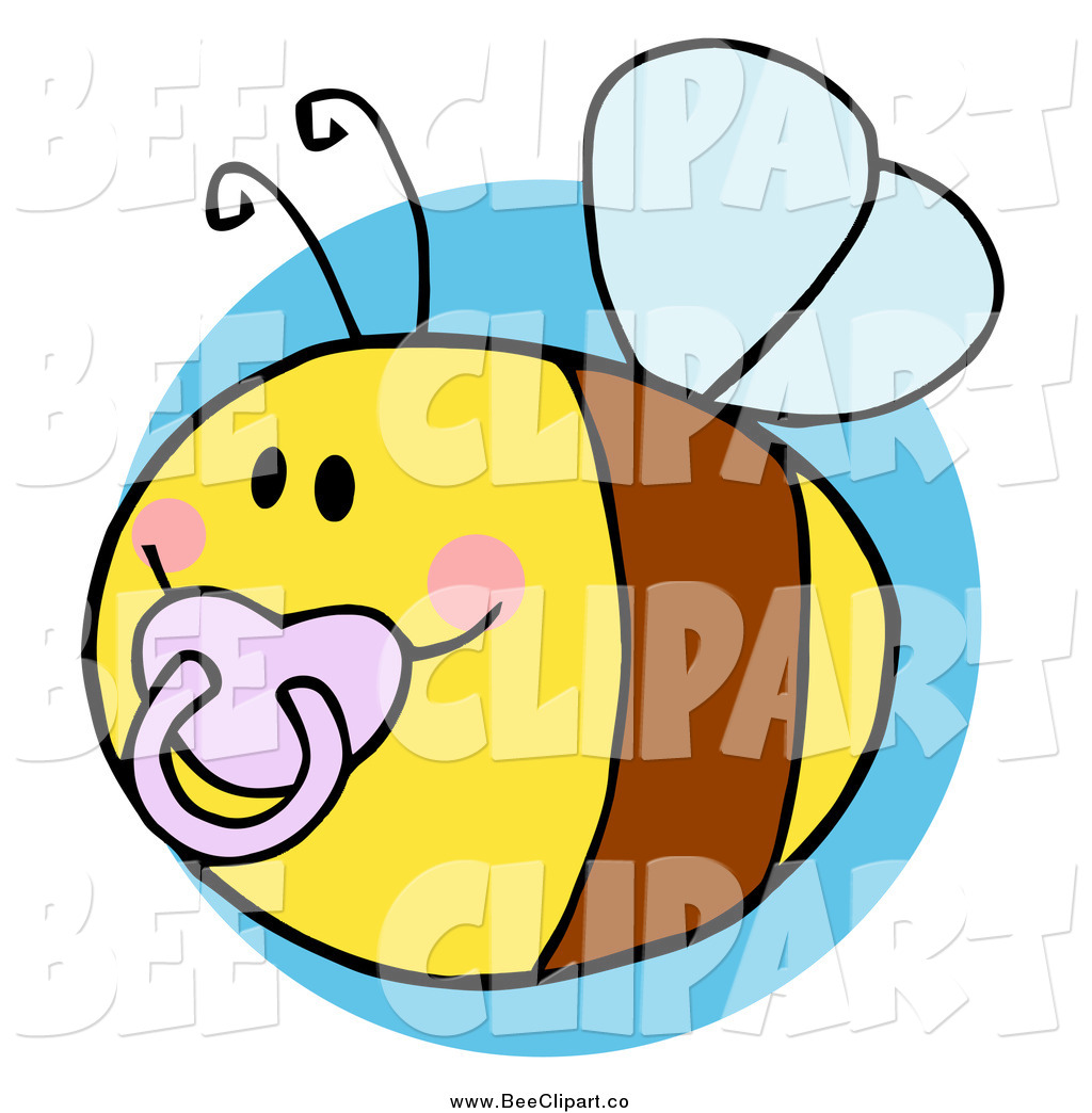 Chubby Baby Bee With A Pacifier Over A Blue Circle Chubby Baby Bee