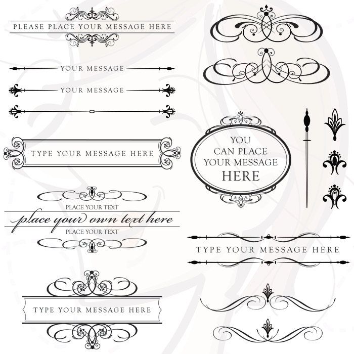 Clip Art Wedding Embellishments   Vintage Calligraphy Clip Art Clipart