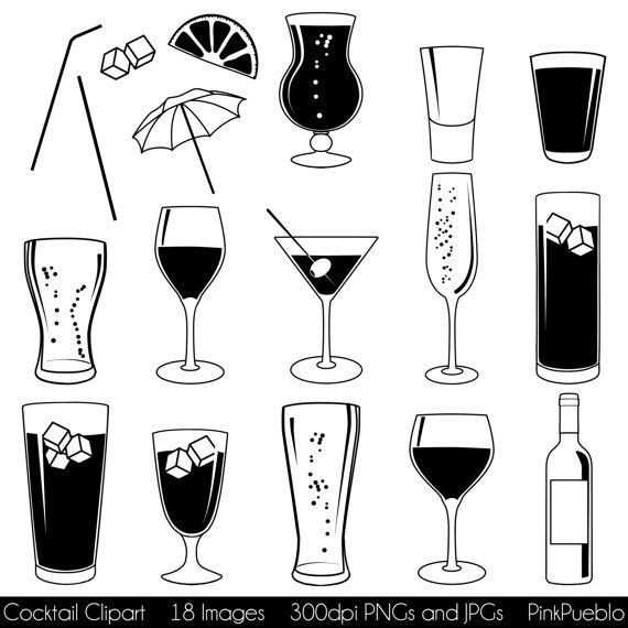 Cocktail Clipart Clip Art With Wine Beer Champagne Martini   Comme