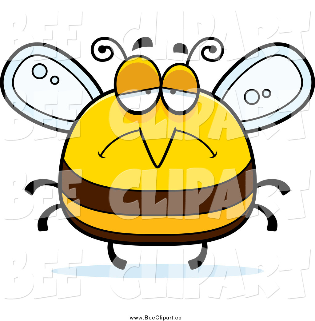 Larger Preview  Cartoon Vector Clip Art Of A Pudgy Depressed Sad Bee