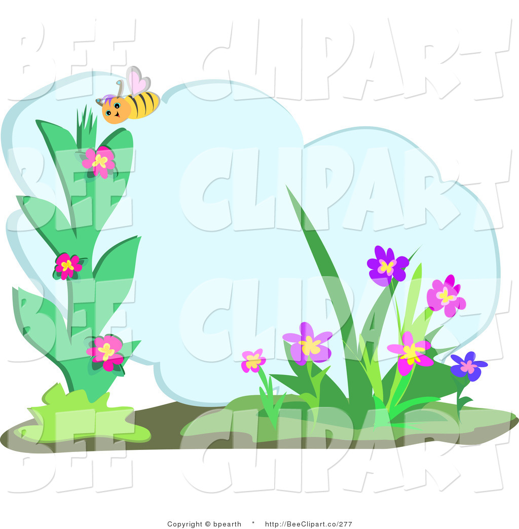 Larger Preview  Vector Clip Art Of A Yellow Honey Bee Admiring Flowers