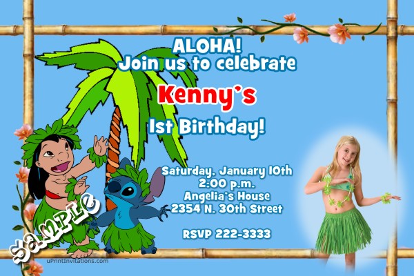 Luau Birthday Invitations  Luau Lilo And Stitch Birthday Invitations