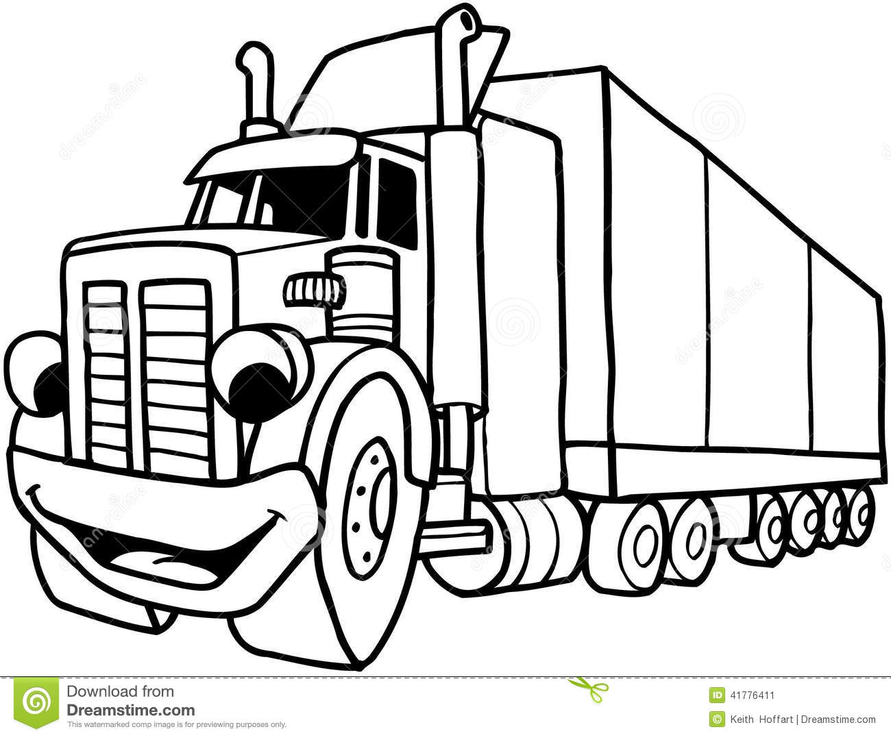 Semi Large Truck Cartoon Vector Clipart Created In Adobe Illustrator