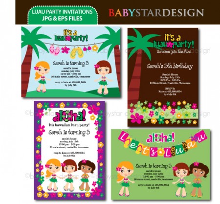 Set The Tone For The Party I Created Invitations Using The Luau Party