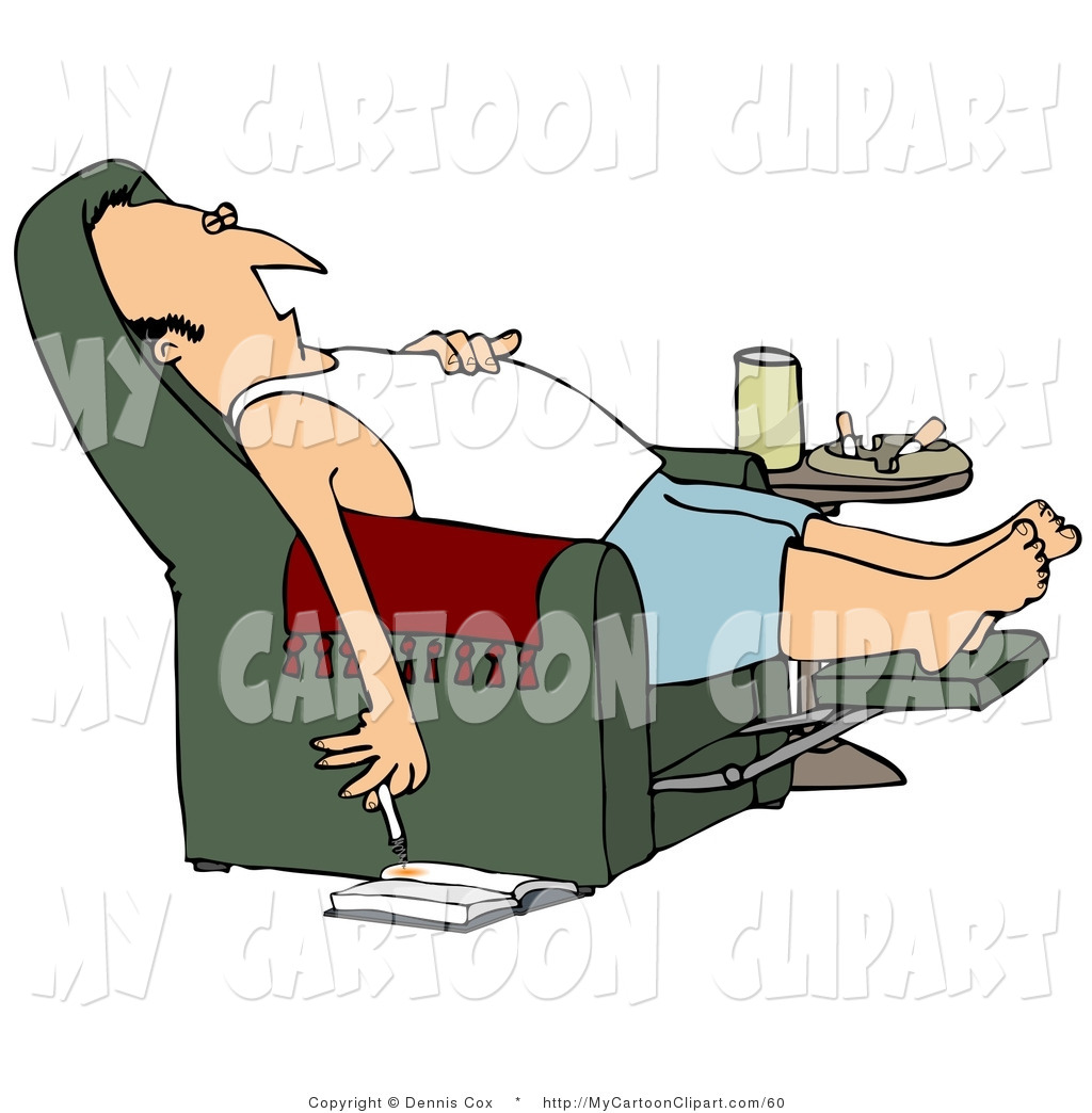 Lazy Caucasian Man In A Tank Top And Boxers Reclined In A Green Lazy