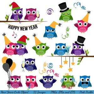 New Year S Eve Party Clip Art   Owls     Whooo Loves You    Pinterest