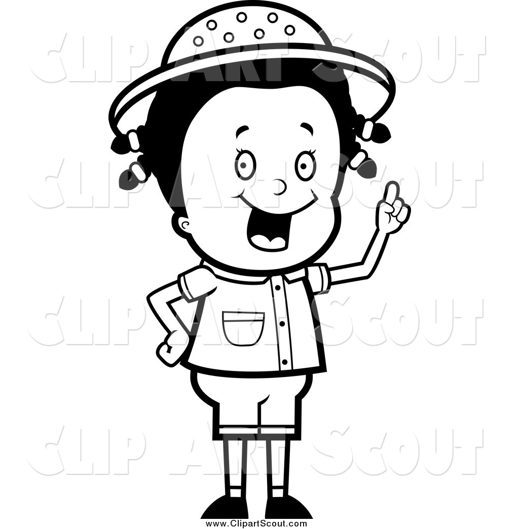 Clipart Of A Black And White Smart Cub Scout Boy In The Woods By Cory