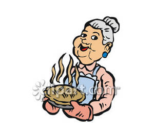 Granny Holding A Freshly Baked Pie   Royalty Free Clipart Picture