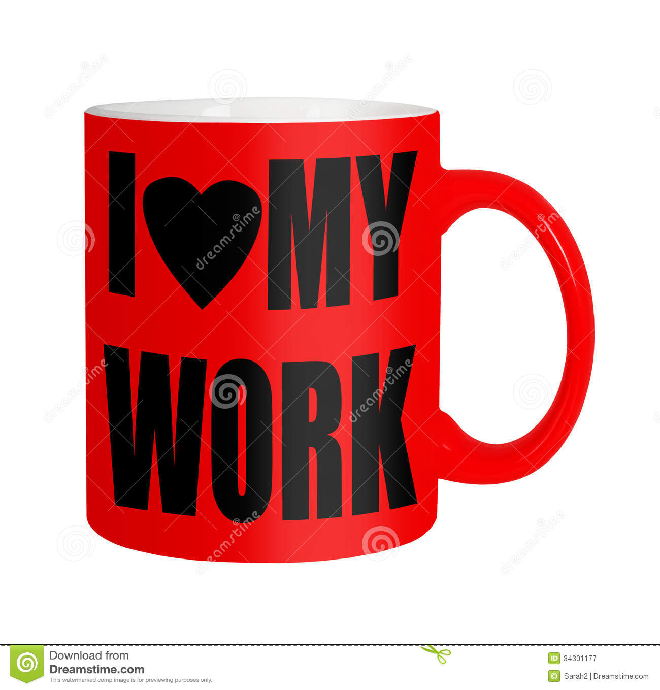 Happy Workersemployees Staff   Red Mug Isolated Over White Royalty
