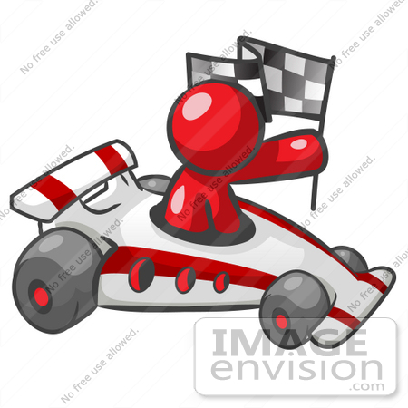 On Clip Art Graphic Of A Red Guy Character Driving A Race Car 37338 By