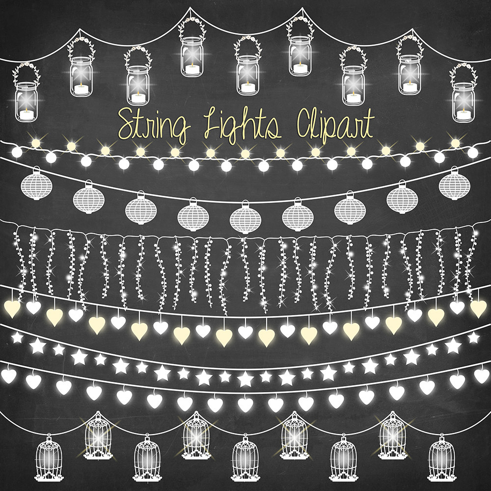 String Lights Clipart   Chalkboard String Lights  With Wedding