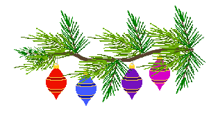 Christmas Clip Art   Pine Tree Branches With Christmas Ornaments