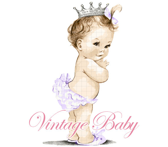 Vintage Baby Girl With Tutu  Purple  Clipart