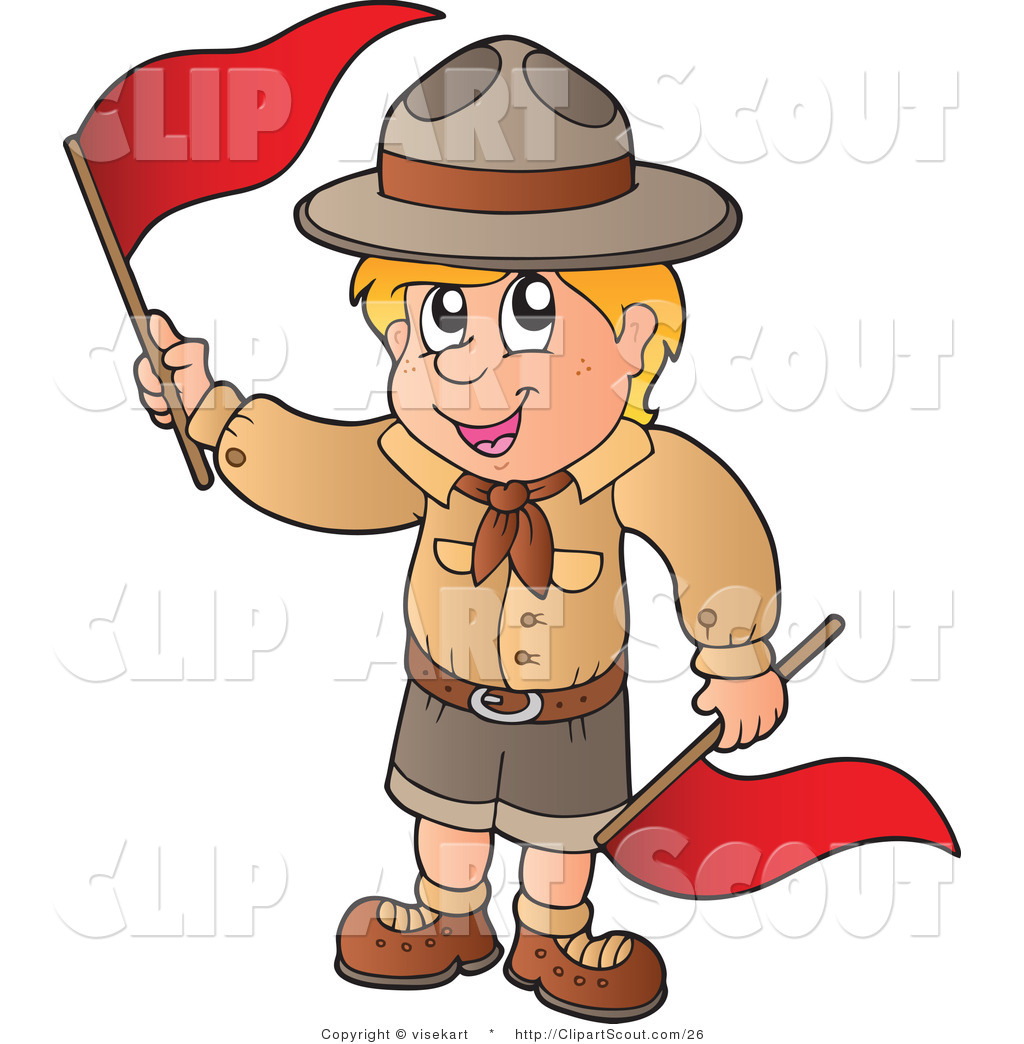 Boy Scout With Red Flags Scout Clip Art Visekart