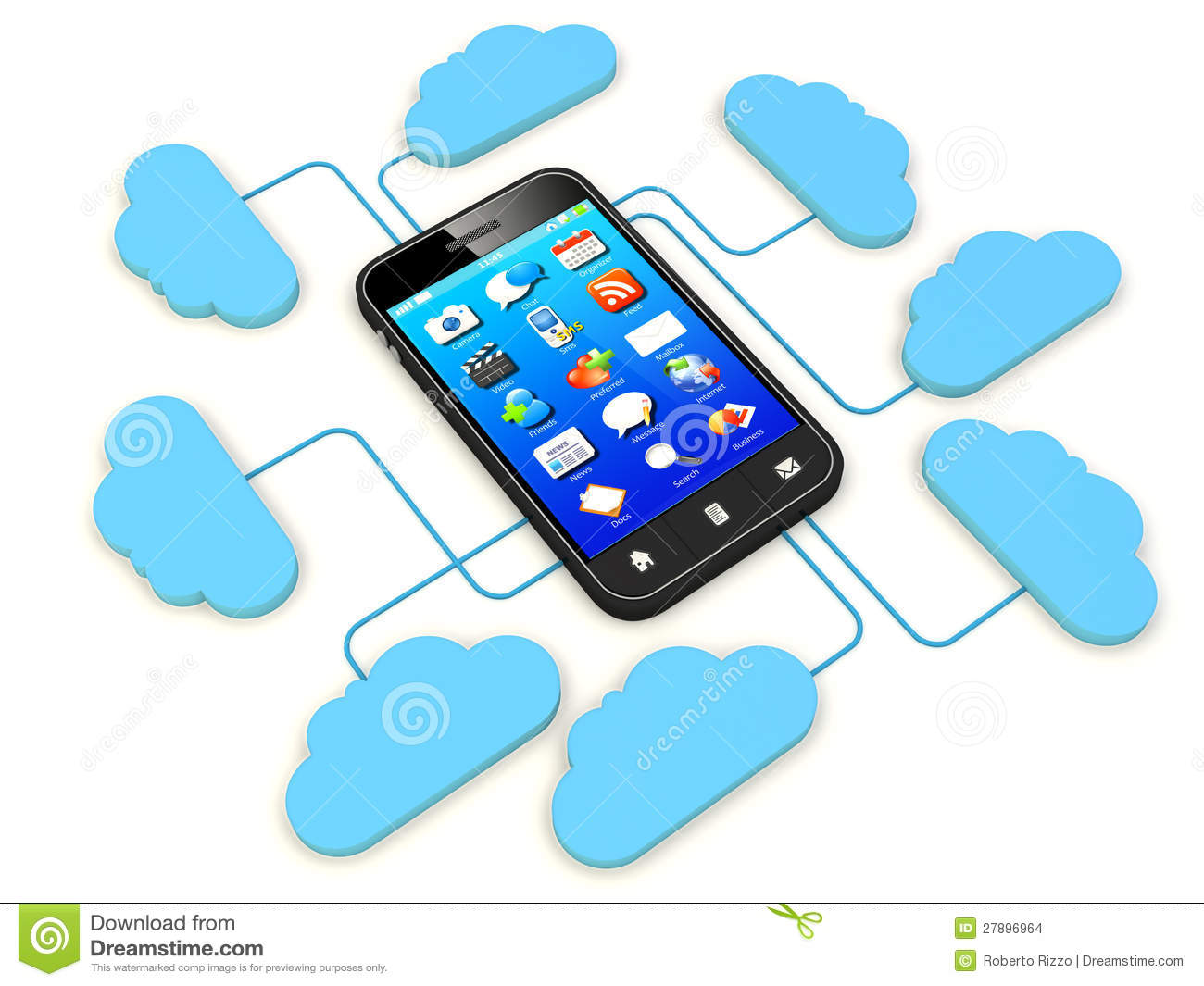 Smartphone Connected To Cloud Server Note  All Devices Design And All