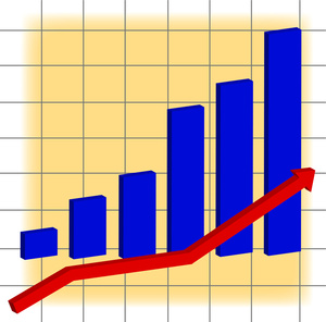 Chart Clipart Image   A Bar Graph And A Red Arrow Showing Increase In