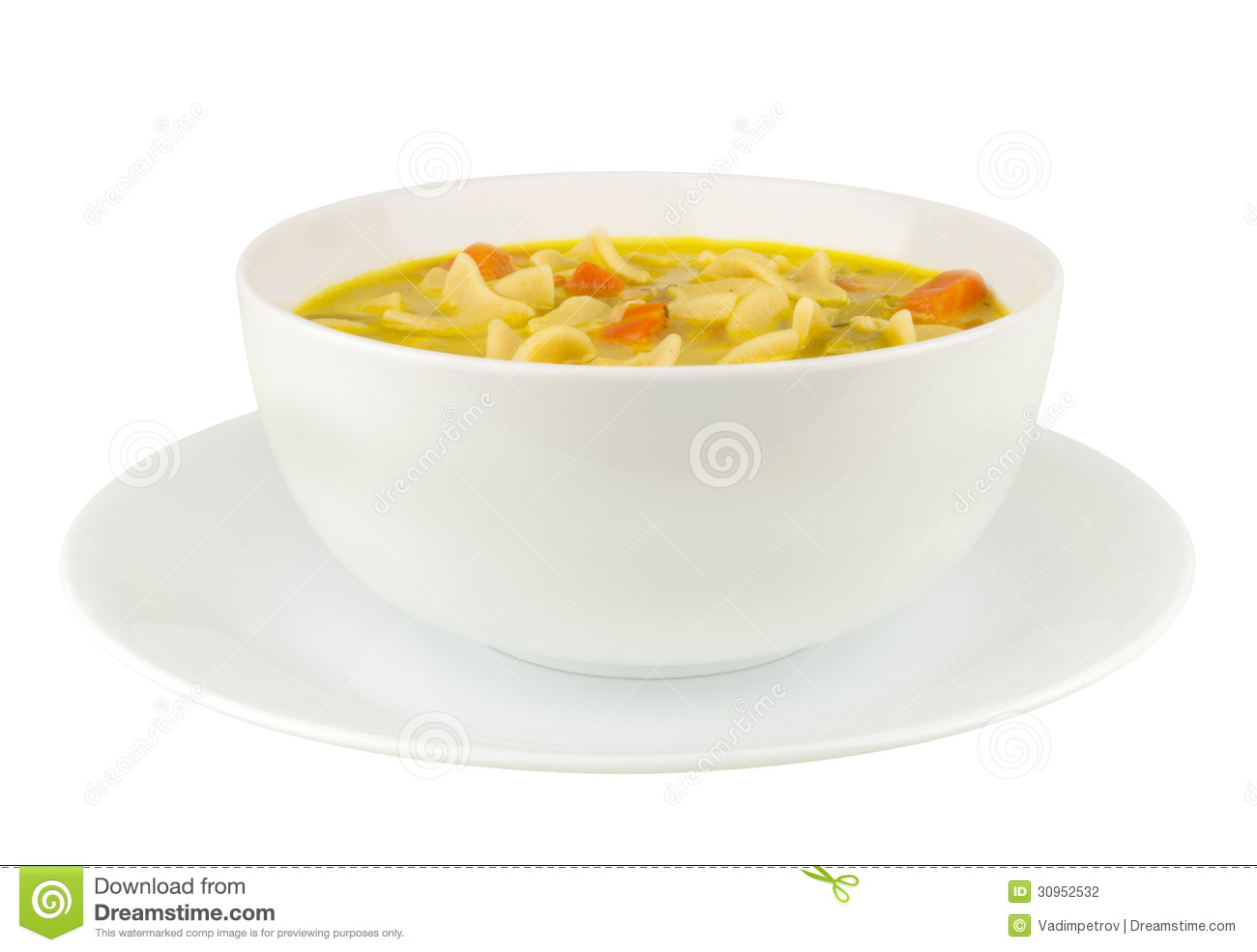 Chicken Noodle Soup On White Background Stock Photography   Image
