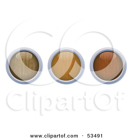 Digital Collage Of Three Round Wooden Button Icons   Version