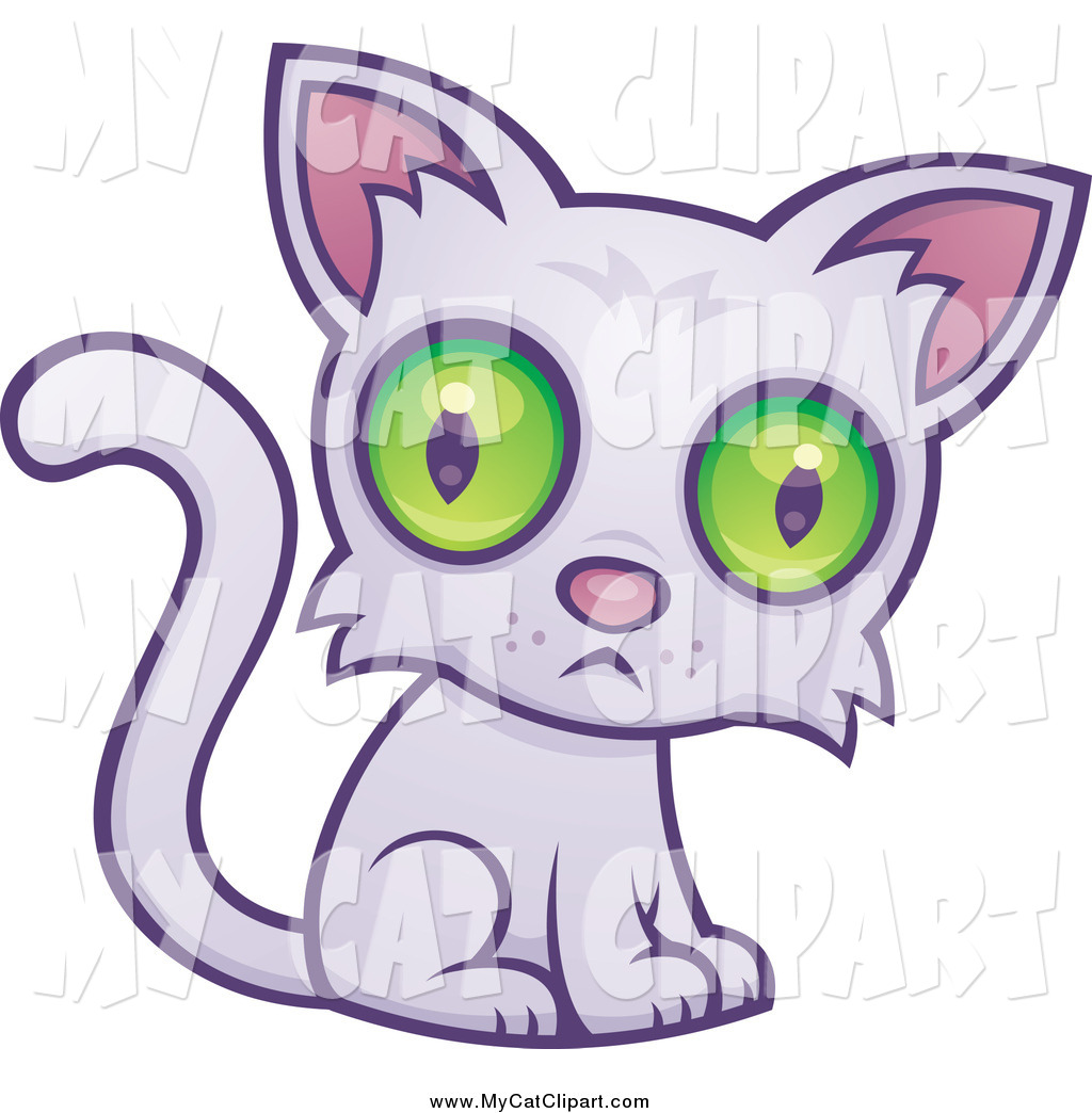 Larger Preview  Clip Art Of A Sad Green Eyed Cat Sitting By John