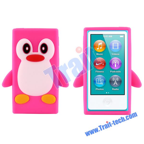 Penguin Soft Silicone Case For Ipod Nano 7th Generation  Hot Pink