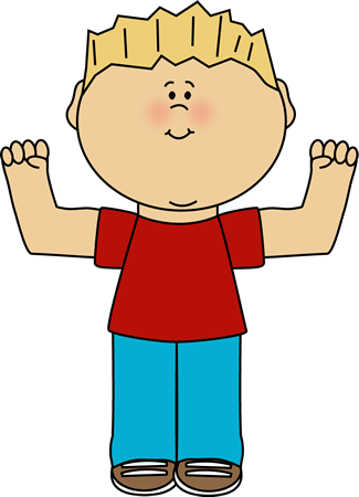 Boy Flexing Clip Art Image   Boy With Blonde Hair Flexing His Muscles
