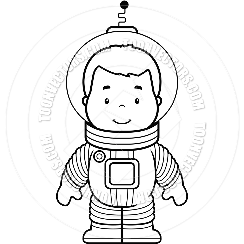 Cartoon Astronaut Boy  Black And White Line Art  By Cory Thoman   Toon    