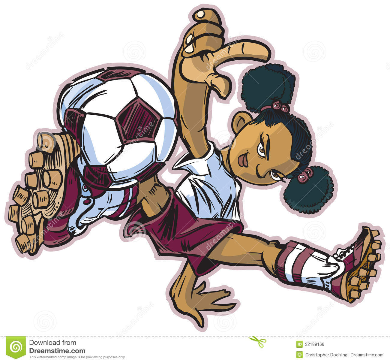 Vector Clip Art Cartoon Of An African Girl Using A Break Dancing Move