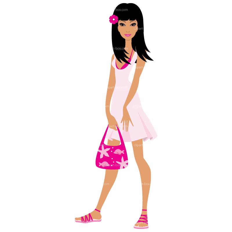 Clipart Cute Girl Standing   Royalty Free Vector Design