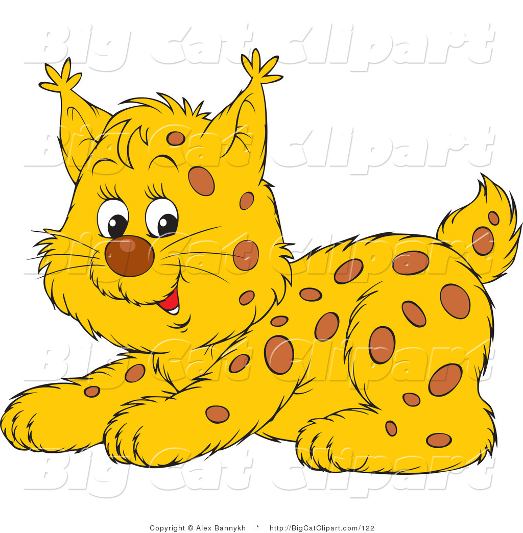 Big Cat Vector Clipart Of A Adorable Spotted Bobcat Cub Crouching