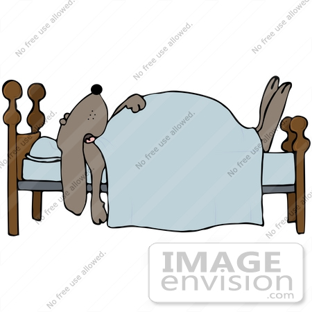 Clip Art Graphic Of A Brown Pooch Sleeping In A Bed    41652 By Djart