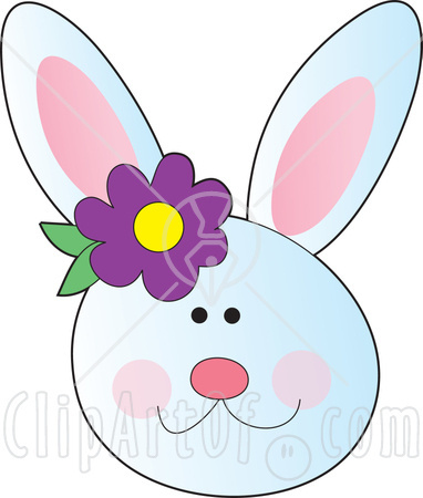 Happy White Bunny Rabbit Face Purple Flower The Ear
